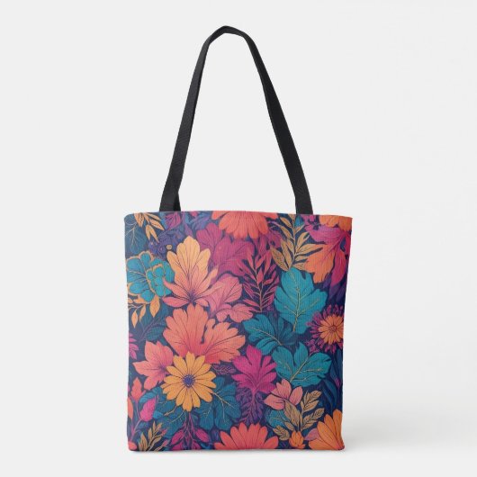 Een levendig en kleurrijk bloemmotief tote bag (Achterkant)