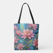 Een levendig en kleurrijk digitaal schilderij een tote bag (Achterkant)