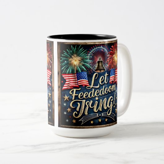 Een levendig en patriottisch kunstwerk tweekleurige koffiemok (Voorkant rechts)