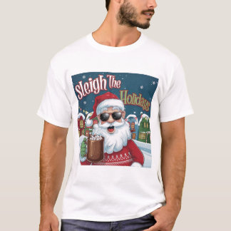 Een levendig en speels T-shirt met kerstthema