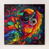 Een levendig geïllustreerde papegaai legpuzzel (Horizontaal)