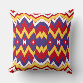 Een levendig gekleurd klassiek zigzag patroonontwe kussen