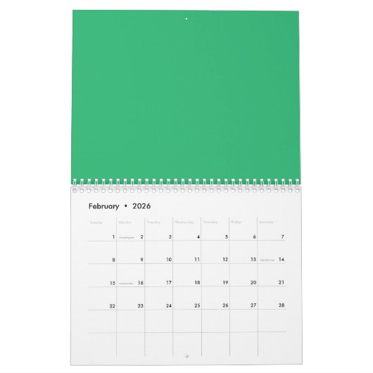 Een levendig groen blad met prominente aderen en e kalender (Feb 2026)