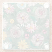 Een levendig groen bloemenpatroon - Home Glazen Onderzetter (Achterkant)