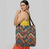 Een levendig ingewikkeld patroon overlappende geom tote bag