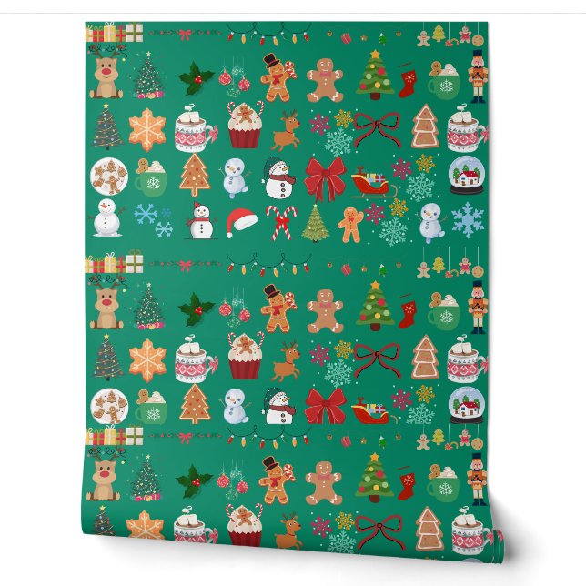 Een levendig kerstbehang  behang (Afrollen)
