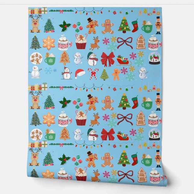 Een levendig kerstbehang  behang (Afrollen)