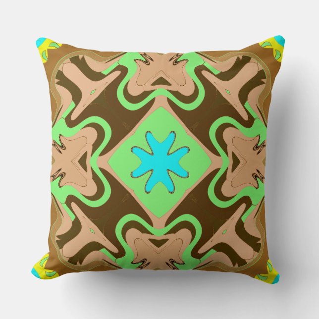 Een levendig kleurrijk klassiek stofpatroon ontwer kussen (Voorkant)