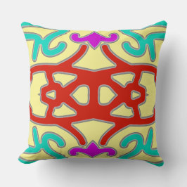 Een levendig kleurrijk klassiek stofpatroon ontwer kussen