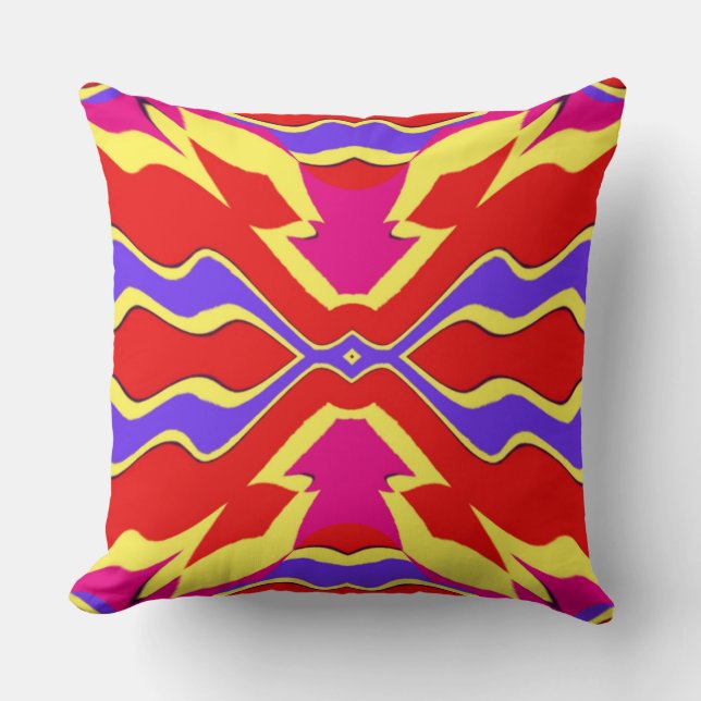 Een levendig kleurrijk klassiek stofpatroon ontwer kussen (Voorkant)