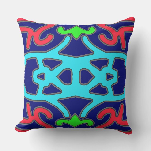 Een levendig kleurrijk klassiek stofpatroon ontwer kussen (Voorkant)