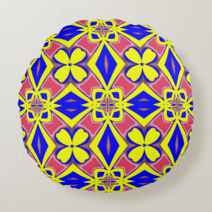 Een levendig kleurrijk klassiek stofpatroonontwerp rond kussen