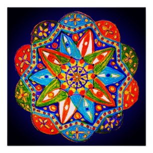Een levendig mandala perfect poster