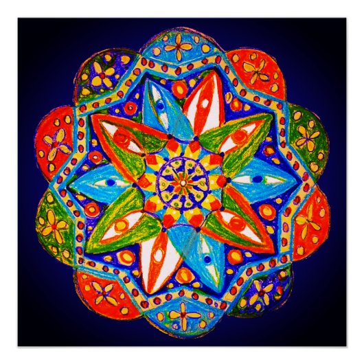 Een levendig mandala perfect poster (Voorkant)