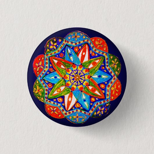 Een levendig mandala ronde button 3,2 cm (Voorkant)