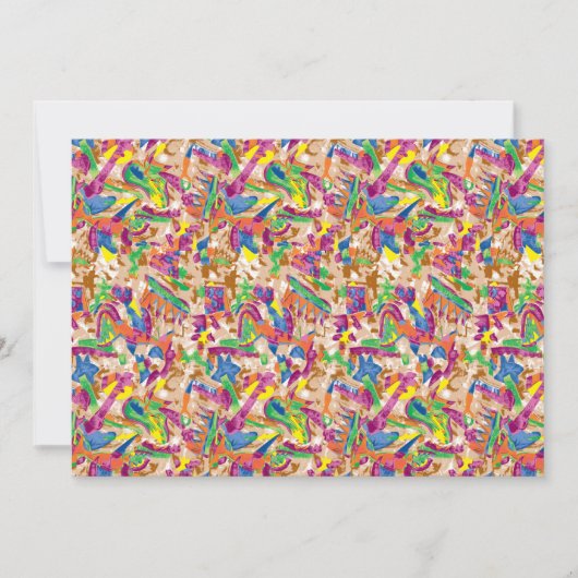 Een levendig modern kunstwerk met een roze en een  bedankkaart (Voorkant)