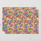 Een levendig modern kunstwerk met een roze en een  bedankkaart (Voorkant / Achterkant)