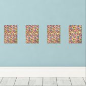 Een levendig modern kunstwerk met een roze en een  muurkunst sets (Houten vloer)