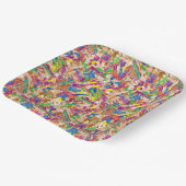 Een levendig modern kunstwerk met een roze en een  papieren bordje (Gebogen)