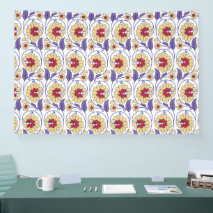 Een levendig ontwerp met geel en oranje krat spandoek