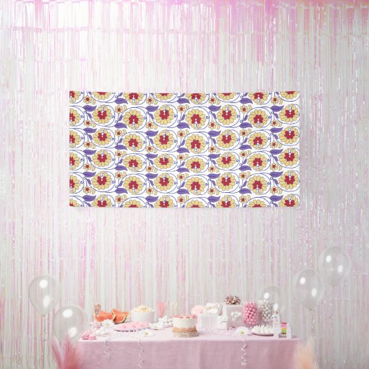 Een levendig ontwerp met geel en oranje krat spandoek (Feest)