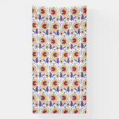 Een levendig ontwerp met geel en oranje krat spandoek (Verticaal)