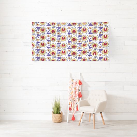 Een levendig ontwerp met geel en oranje krat spandoek (Insitu)