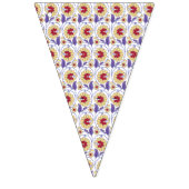 Een levendig ontwerp met geel en oranje krat vlaggetjes (Derde vlag)