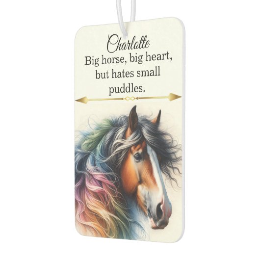 Een levendig paard met regenboogmanen. luchtverfrisser (Links)