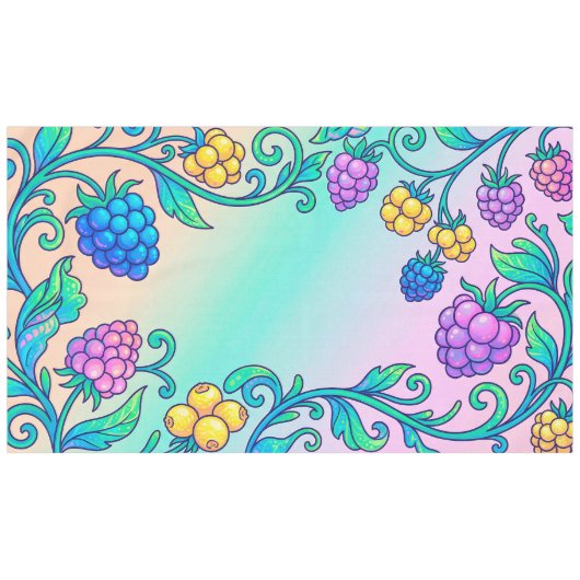 Een levendig psychedelisch bessenpatroon tafelkleed (Voorkant (Horizontaal))