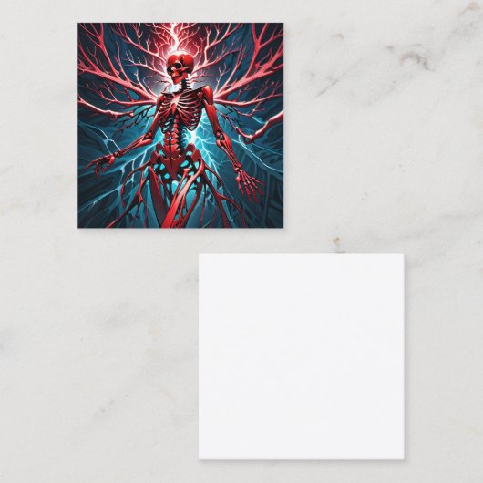 Een levendig rood duivels skelet is een afbeelding vierkante visitekaartje (Voorkant / Achterkant)