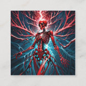 Een levendig rood duivels skelet is een afbeelding vierkante visitekaartje (Voorkant)