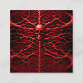 Een levendig rood duivels skelet is een afbeelding vierkante visitekaartje (Voorkant)