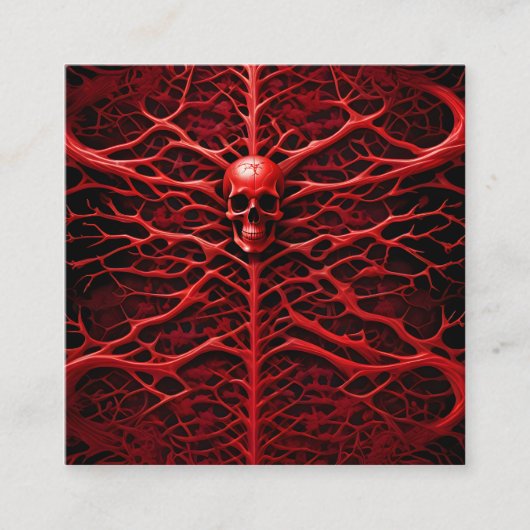 Een levendig rood duivels skelet is een afbeelding vierkante visitekaartje (Voorkant)