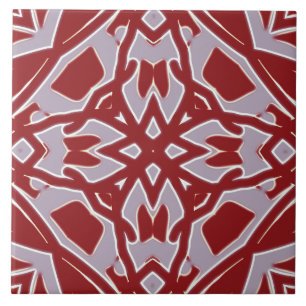 Een levendig rood en grijs klassiek geometrisch pa tegeltje