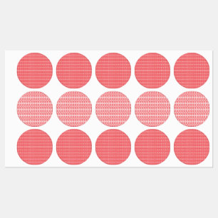 Een levendig rood en oranje abstract ontwerp met s labels