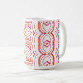 Een levendig rood en wit naadloos patroon ontwerp koffiemok (Voorkant rechts)