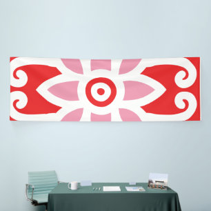 Een levendig rood-wit ontwerp met een delicaat spandoek
