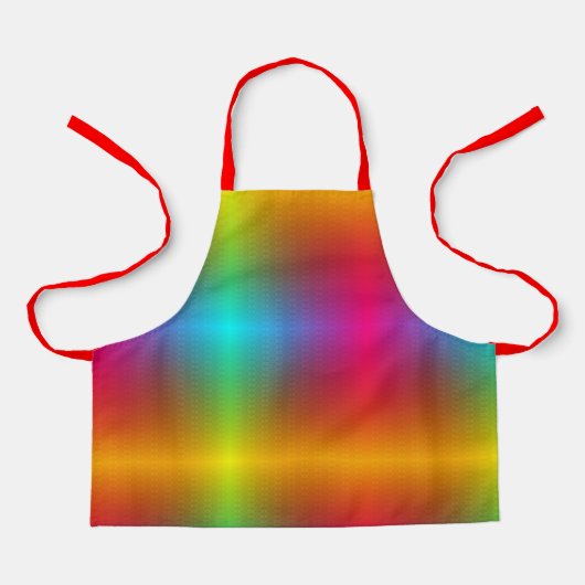 Een levendig schort met een regenbooggradiëntpatro (Voorkant)