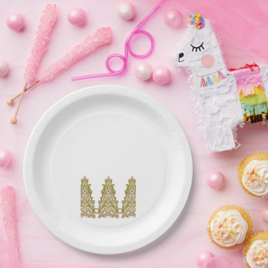 Een levendig, symmetrisch bloemontwerp met int papieren bordje (Feest)