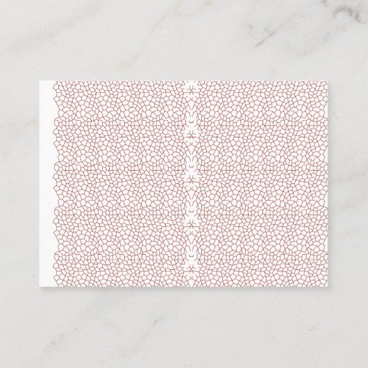 Een levendig tapijt met een ingewikkelde geometris afsprakenkaartje (Achterkant)