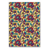 Een levendig textiel kunstwerk met vet rood, ja kaart (Achterkant)