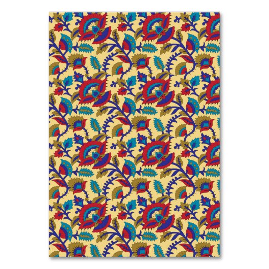 Een levendig textiel kunstwerk met vet rood, ja kaart (Voorkant)