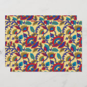 Een levendig textiel kunstwerk met vet rood, ja kaart (Voorkant / Achterkant)