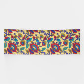 Een levendig textiel kunstwerk met vet rood, ja spandoek (Horizontaal)