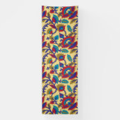 Een levendig textiel kunstwerk met vet rood, ja spandoek (Verticaal)