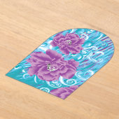 Een levendig textielontwerp met paarse en turq acryl uitnodigingen (Laagn)