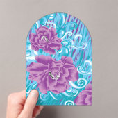 Een levendig textielontwerp met paarse en turq acryl uitnodigingen (Insitu (Draagbaar))