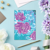 Een levendig textielontwerp met paarse en turq acryl uitnodigingen (Insitu (Huwelijk))