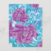 Een levendig textielontwerp met paarse en turq briefkaart (Voorkant / Achterkant)